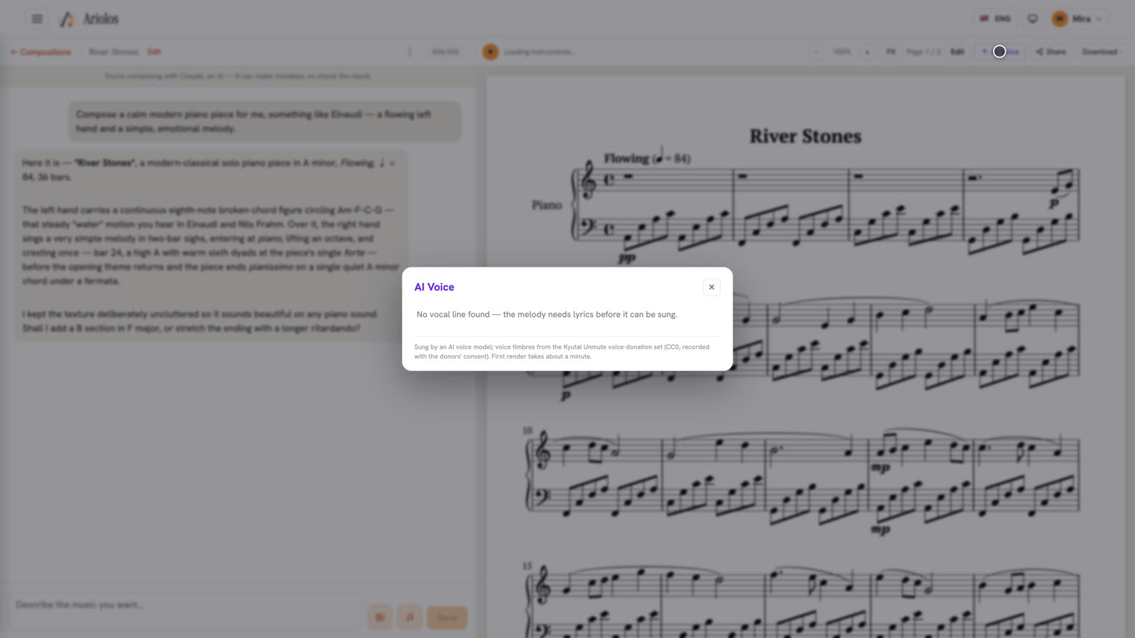 AI Voice — hear your lyrics sung